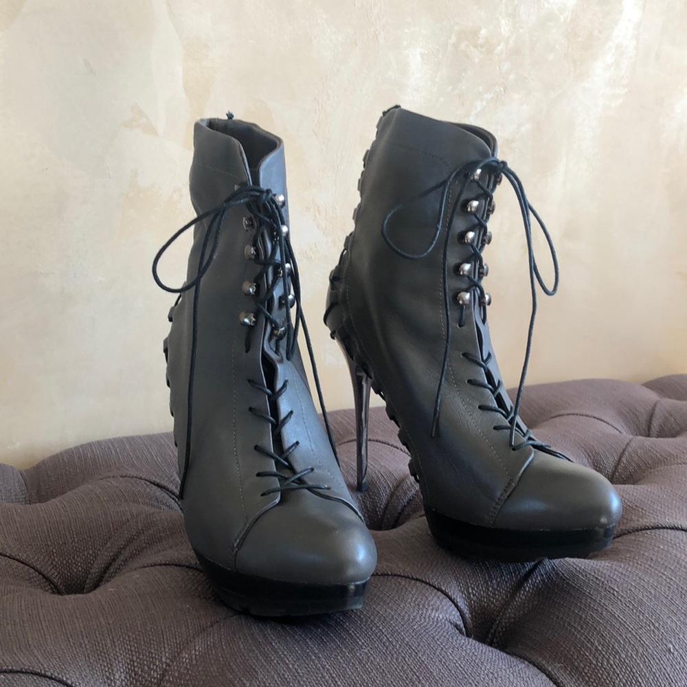 MeanShadow lace up booties. Size 8